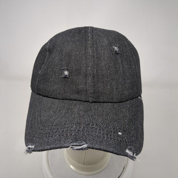 Unbranded Slideback Hat Black OSFA Adjustable Distressed 6 Panel Blank Cotton - Picture 2 of 8